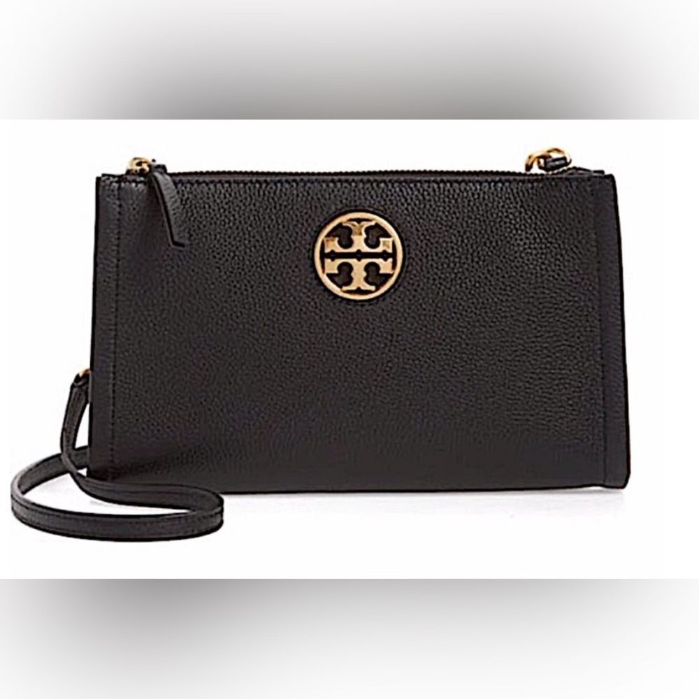 Tory Burch CARSON Black Leather Zip Top Crossbody Handbag Bag - Picture 13 of 13